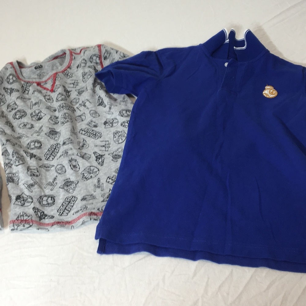 Disney GAP Star Wars blue short sleeve polo and gray long sleeve thermal Tee Boy